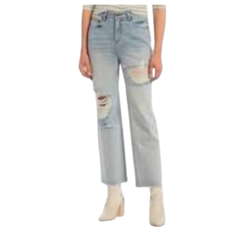 NWT a loves a high waist wide leg distressed washed denim size 30